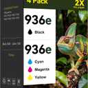 Pristar High Yield 936e 936 Ink Cartridges for HP Printers Replacement for HP 936 Ink Cartridges Combo Pack HP936 Compatible with HP Officejet Pro 9125e 9135 9120 9130 9730 Printers(4 Pack, BK/C/M/Y)