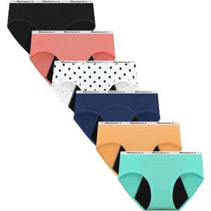 Nalwort Teen Girls Period Underwear Menstrual Period Panties Leak-Proof Cotton Protective Briefs Pack of 6 (XXL)