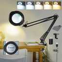 12X Magnifying Glass with Light and Clamp, Magnifier with Light Hands Free,84 LEDs Real Glass Lens Magnifying Lamp for Close Work, Repair, Reading, Craft (Black 2)