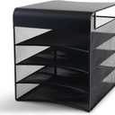 Safco Onyx Hanging Under Desk Organizer, 4 Trays, Office and Classroom Mailbox , Paper and Mail Sorter, Steel Mesh, Black
