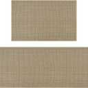 Artoid Mode Washable Non Slip Kitchen Rugs and Mats Set of 2, Rubber Backing Absorbent Kitchen Mats for Floor Front of Sink - 20x32 and 20x48 Inch (Linen)