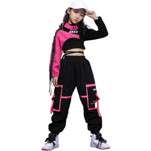 LOLANTA Girls Hip Hop Dance Clothes 3PCS Crop Top Cargo Pants Sets Active Outfits Size S