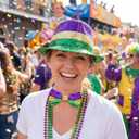 Geyoga 5 Pcs Mardi Gras Costume Accessories Set Mardi Gras Purple Green Gold Beads Necklaces Sequin Bow Tie Sequin Fedora Hat for Women Men Carnival Costume Masquerade Parade Party Decoration Supplies