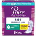 Poise Incontinence & Postpartum Pads for Bladder Leaks, 3 Drop Light Absorbency, Regular Length, 54 Count