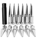 25 pcs 
14x1.5 Spiked Lug Nuts 6x5.5 Chevy, Chrome Spike Lug Nuts Chevy Silverado 6 Lug Conical Bulge Seat with 1 Socket Key Fit Silverado Suburban GMC Sierra Yukon Dodge Ram 1500 Ford F150 Aftermarket Wheel