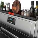 "STUTOV Magnetic Spice/Seasoning Rack for Stove Top Organization, 30" Length, Oven Shelf (Black With Red STUTOV)"