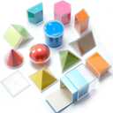 Faccito 12 Pcs Geometric Solids 3D Shapes & 2D Folding Nets Folding Geometric Shapes Early Math Multicolored Blocks Manipulatives and Geometry Set for Classroom Homeschool Math Teacher Supplies