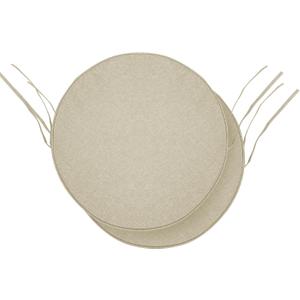 Outdoor Round Chair Cushions 15 Inch, Fade-Resistant & Water-Resistant, Bistro Chair Seat Pads for Porch Garden Balcony Patio Furniture Stools, Non-Slip Bottom, Set of 2, Beige