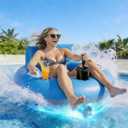 Motorized Pool Float for Adults, Rechargeable Motorized Floats with Cup Holder, Adult Heavy Duty Motorized Tubes Floating with Backrest for Pool Party, Lake & Summer Water