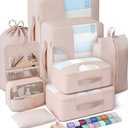 Veken 8 Set Packing Cubes for Travel, Beach Vacation Essentials Accessories for Cruise Ship, Suitcase Organizer Bags for Luggage with Hanging Toiletry & Shoe Bag, Birthday Gifts for Women Mom Her