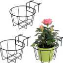 TQVAI 10 Inch Railing Planter - Fit for 1.5 to 3.5 Inches Railing - Adjustable Hanging Planters Outdoor Balcony Deck Flower Pot Holder Metal Baskets for Garden Orchid, Patio Ledge, 3 Pack, Black