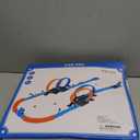 LILYBUDS Toy Car Track Gift Set for Boys Kids Age 3-5 4-7 8-12, Long Race Tracks with 4 Action Loops and 4 High-Speed Slot Die-Cast Race Cars, 35+ Pieces Race Tracks to Create Multiple Configurations, orange and blue