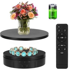 2 in 1 Motorized Rotating Display Stand with 5.74 /8.66 inch Replacement Cover, Remote Control 360 Degree Electric Turntable Display Stand Max 22lbs Load Auto Lazy Susan for Photography LiveStream