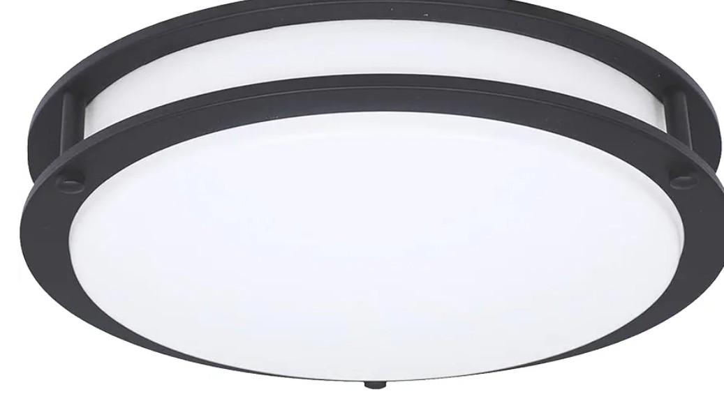Designers Fountain Flush Mount Ceiling Light, 16 Inch Round LED DC Lighting Fixture Kitchen, Bedroom, Bathroom, and Hallway, Dimmable, 1800 Lumens, 3000K/4000K/5000K, Matte Black, EV1416C3C-43