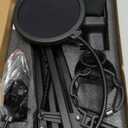 Boom Arm Suspension Mic Heavy Duty Microphone Arm for Blue Yeti, Hyperx Quadcast, Adjustable Boom Mic Stand Desk with Pop Filter, 1/4-3/8-5/8 Adapter, Mic Mounts,Broadcast