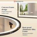 Keonjinn 24x36 Inch Black Arched Bathroom Mirror with Lights, Arch Mirror