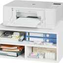 ALISENED Printer Stand for Desk, 2-Tier Wooden Desk Organizer, White, 18.5x14.5x8.26 Inches