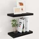 Fun Memories 16 Inch Long Floating Shelves in Black, 9.3 Inch Deep Floating Shelf for Wall, Living Room, Kitchen, Rustic Deep Wood Shelves for Bathroom, 2 Pack Storage Display Shelf for Books, Decor
