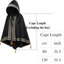 Adult Medieval Witch Hooded Cloak Women Man Renaissance Black Witchs Cape with Hood Halloween Cosplay (Black)