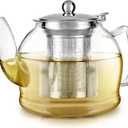 Teabloom Dublin Glass Teapot  Premium Borosilicate Glass with Removable Stainless Infuser  Stovetop Safe  Ideal for Loose Leaf Tea  Tea for Two  27 oz. / 800 ml (2-3 Cups)