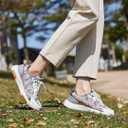 OrthoComfoot Women's Orthopedic Walking Shoes with Arch Support: Soft Supportive Shoes for Plantar Fasciitis, Comfortable Casual Lace Up Platform Sneakers for Cute Dressy Grey/White Size 9