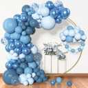 Amandir 153pcs Blue Balloon Garland Arch Kit, Different Sizes 18 12 10 5 inch Latex Metallic Confetti Blue Balloons for Boys Birthday Baby Shower Ocean Theme Party Anniversary Decoration Supplies, Blue