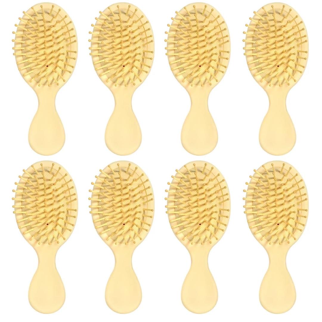 Bridesmaid Proposal Gifts 8pcs Mini Travel Brush bachelorette party accessories Cute hair Brush for Wedding Party Favors for Wedding Party Favors (Beige, 8pcs)
