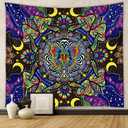 THSALIE Mushroom Tapestry - 53.18''X 59'' Tapestry Wall Hanging Blacklight Boho Retro Floral Flowers Tapestries Aesthetic Whimsical Tapestries for Bedroom Dorm Living Room
