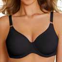 Women's Unlined Underwire Bra Demi Smooth Bras (Black, 34D) (Black)