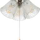 Aspen Creative 22011-3, Three-Light Ceiling Fan Light Kit with Pull Chain, Brushed Nickel Finish with Frosted and Clear Glass Shades, 14" Diameter x 7-3/8" Height,Brushed Nickel