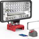 Ecarke LED Work Light Compatible with Milwaukee 18V Battery, 7'' 145W Cordless Work Lights 14500 Lumens of Brightness Battery Light with Low Voltage Protection & TypeC & USBA Charger Port