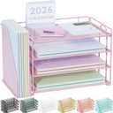 Spacrea Desk Organizers and Accessories, Paper Organizer for Desk with File organizer, Desk Accessories & Workspace Organizers for Office Supplies (Pink)