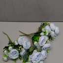 Geosar 4 Bundles Artificial Peonies Flowers Fake Silk Peony Bouquet Faux Peonies Flowers Bulk for Decoration Vase Floral Arrangements Wedding Party Table (Blue,White)