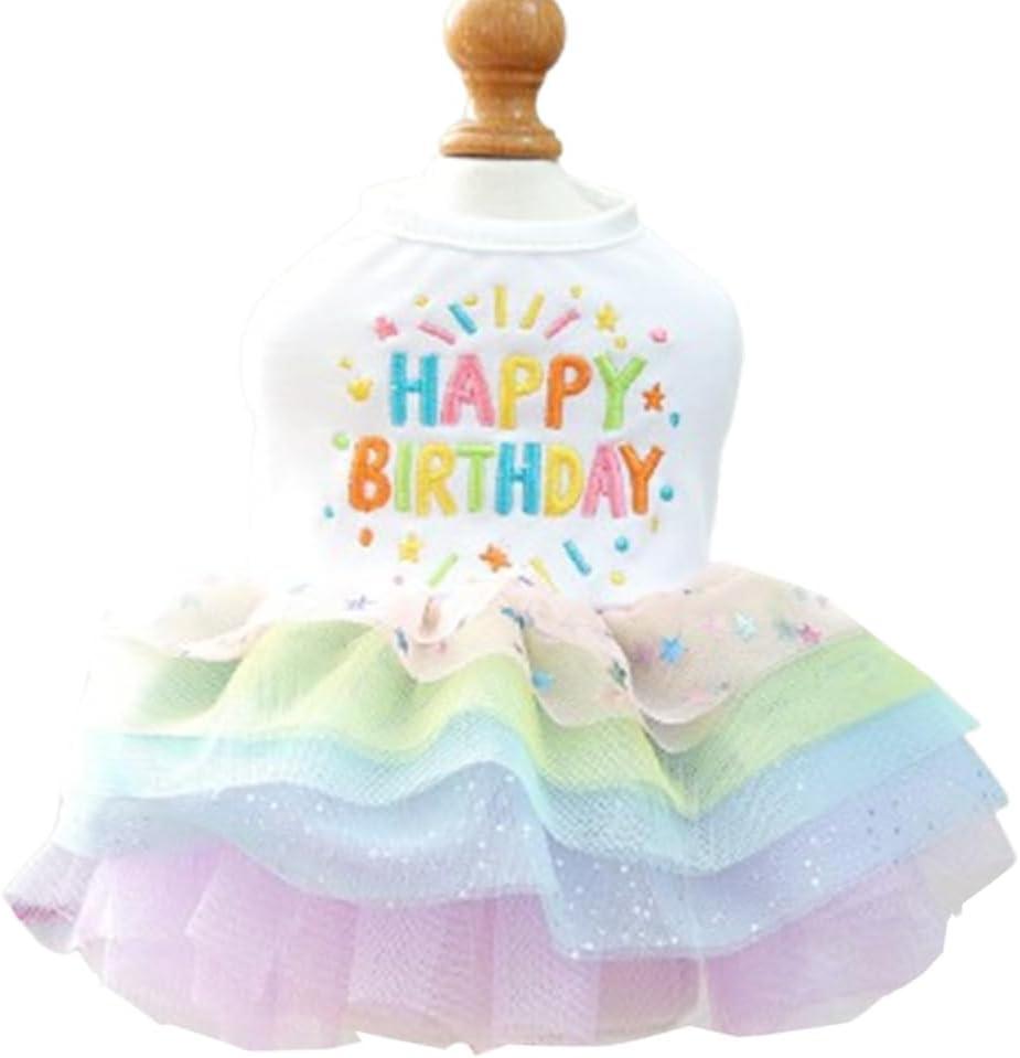 Dog Birthday Outfit Girl Puppy Princess Tutu Dress for Small Dogs Pet Birthday Cake Dresses Cat Birdhay Decoration Haliday Pet Apparel (Coloful, X-Large)