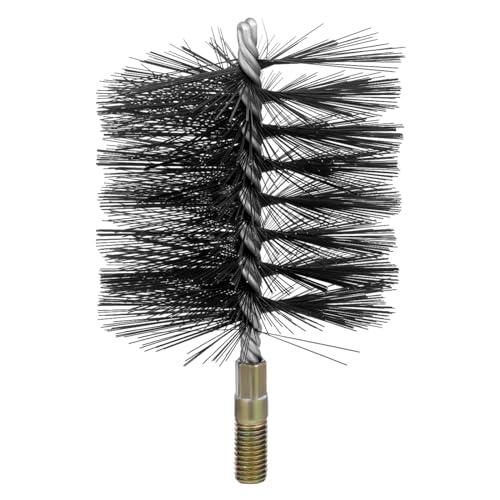 RattanView 4 Inch Double Spiral Flue Brush Round Chimney Cleaning Brush with 1/4" Npt Fitting for Chimneys Stove Pipes Cleaning Accessories