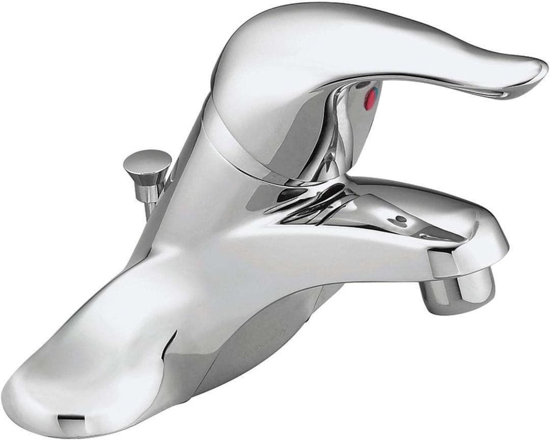 Moen Chateau Chrome Single Handle Centerset Lavatory Bathroom Faucet With Drain Assembly, L64621