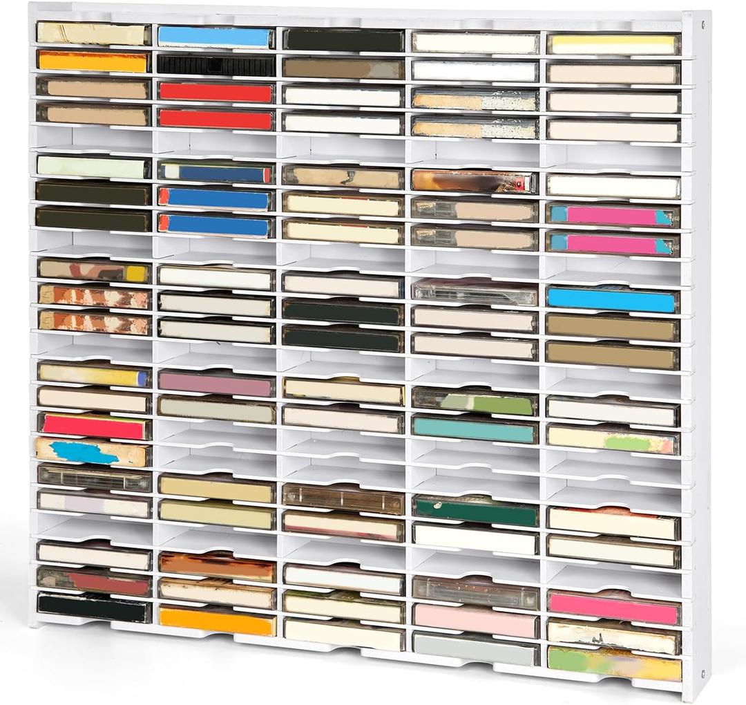 115-Slot Cassette Tape Storage Organizer Rack, 4.3" L x 2.6" D x 0.8" H