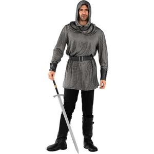Morph Knight Costume Adult, Chain Mail Armor Men, Knight Chainmail Shirt Costume, Male Crusader Halloween Costumes For Men (X-Large)