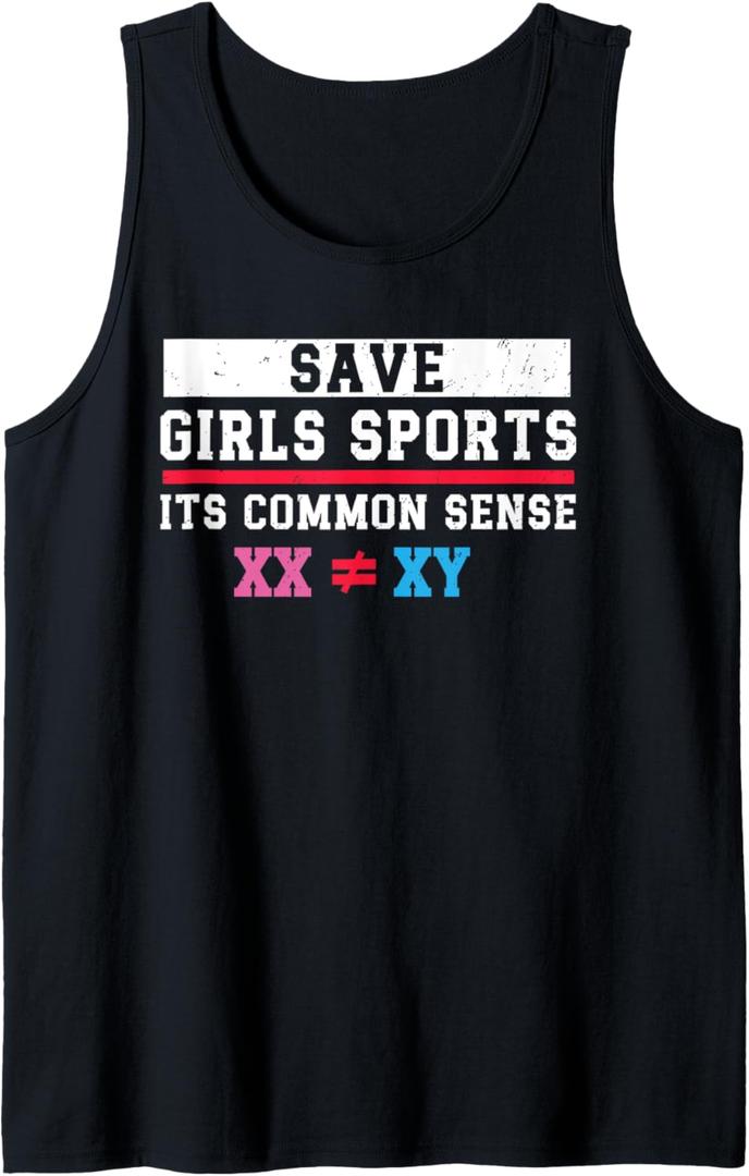 Save Girls Sports, Its Common Sense XX Different To XY Tank Top (Small, Black)
