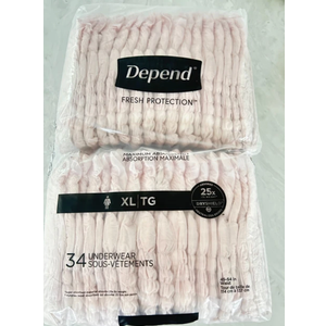 DEPEND,underwear  34, 2 packs SIZE XL