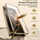 BERFY for iPhone 16 Pro Max Case, Compatible with MagSafe, Built-in Glass Screen Protector, Shockproof Full Body Phone Case for 16 Pro Max with Magnetic Stand, Clear Gold