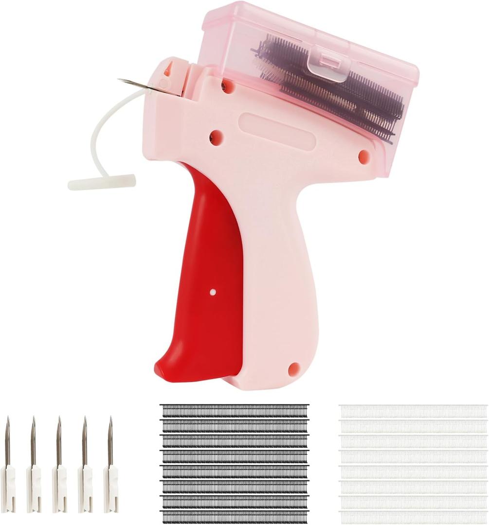 EBQOSK Stitch Gun Kit with Needle Storage Case, 1000 Black & 1000 White Needles, Tag Attacher Guns Includes Replacement Needles, Ergonomic Handheld Tool for Crafting & Mending
