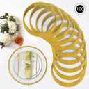 Clear Charger Plates Bulk 100, Round Plate Chargers with Gold Rim, large