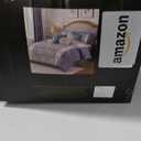 CozyDH Jacquard Queen Comforter Set, Blue White - Luxury 7Pc Bed in a Bag