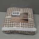 Andency Queen Cotton Gingham Sheets Set Taupe, Soft Breathable 100% Washed Cotton Plaid Ruffle Sheet for Queen Size Bed, 4 Pieces Classic Aesthetic Shabby Chic Farmhouse Room Decor Bedding Set