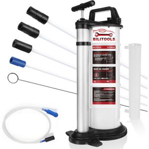 BILITOOLS 9L Pneumatic/Manual Oil Extractor Pump, Vacuum Oil Fluid Pump Extractor 2 in 1 Automotive Oil Change Tool Large Capacity 2.4 Gallon Engine Fluid Extractor for Boat Marine Jetski ect.