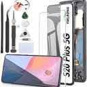 OLED Screen for Samsung Galaxy S20 Plus 5G G986 Screen Replacement for Samsung Galaxy S20 Plus G985 LCD Display Touch Screen Digitizer Assembly Replacement with Tools (with Fingerprint, Black Frame）