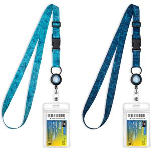 MNGARISTA Retractable Cruise Lanyard for Ship Cards, Waterproof Lanyards for Cruise Ship Cards with ID Holder, 2 Pack, Underwater World