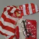 Adult Red and White Striped Shirt Women Funny Halloween Costumes Shirt Hat Socks and Glasses Suits (X-Large)