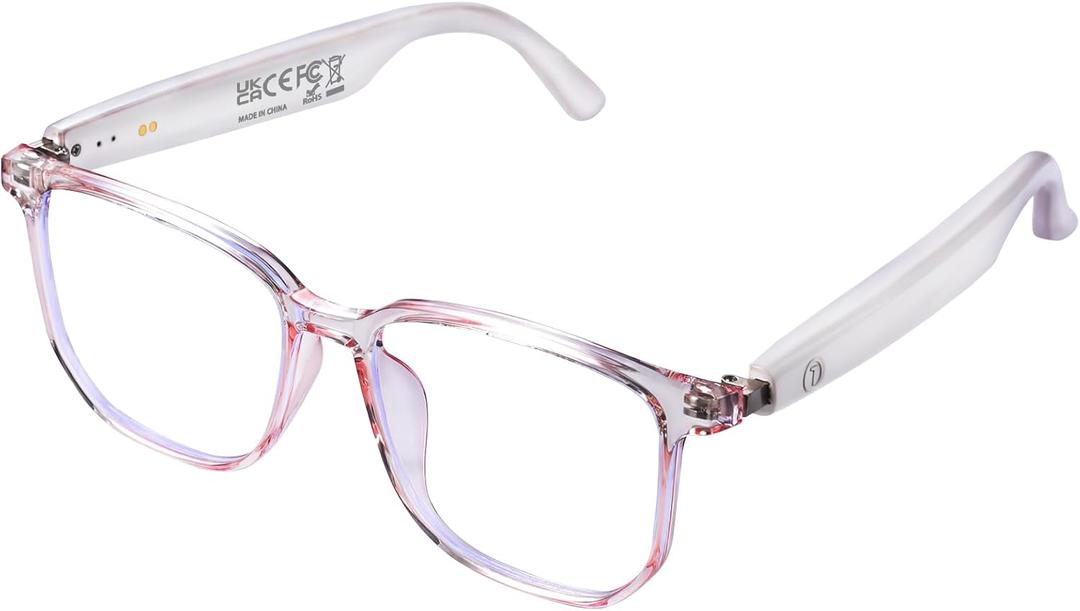 Oluote AI Translation Smart Glasses Bluetooth Headphone Glasses with 110+Translation Wireless Music&Calls Blue Light-blocking (Pink)